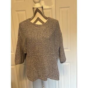 J Jill Sweater Womens Med Gray Lavender Pullover Knit Pure Kimono